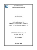 Quản lý nhà nước về giảm nghèo trên địa bàn huyện tu mơ rông, tỉnh kon tum 