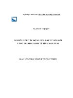 Nghiên cứu tác động của đầu tư đối với tăng trưởng kinh tế tỉnh kon tum 