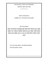 báo cáo kết quả nghiên cứu ứng dụng sáng kiến một số kinh nghiệm để phương pháp dạy học hợp tác theo nhóm trong dạy học môn hóa học đạt hiệu quả cao tại trường THPT liễn sơn  