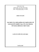 Vai trò của viện kiểm sát nhân dân về giải quyết khiếu nại, tố cáo trong tố tụng hình sự việt nam