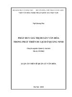 Phát huy giá trị di sản văn hóa trong phát triển du lịch ở quảng ninh 