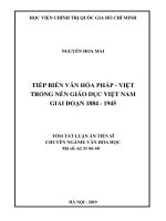 TIẾP BIẾN VĂN HÓA PHÁP - VIỆT TRONG NỀN GIÁO DỤC VIỆT NAM GIAI ĐOẠN 1884 - 1945