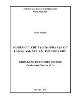 Khoá luận tốt nghiệp nghiên cứu chế tạo zno pha tạp co2+ làm quang xúc tác phân hủy DB71 