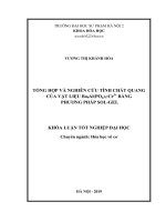 Tổng hợp và nghiên cứu tính chất quang của vật liệu Ca6Gd(PO4)5 eu3+ bằng phương pháp sol gel 