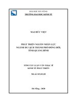 Phát triển nguồn nhân lực ngành du lịch thành phố Đồng Hới, tỉnh Quảng Bình