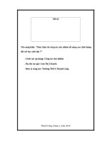 THỰC HIỆN tốt CÔNG tác CHỦ NHIỆM để NÂNG CAO CHẤT LƯỢNG đối với học SINH lớp 7 