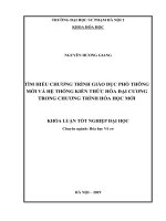 Khoá luận tốt nghiệp tìm hiểu chƣơng trình giáo dục phổ thông mới và hệ thống kiến thức hóa đại cƣơng trong chƣơng trình hóa học mới 