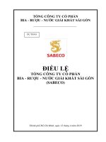 ĐIỀU LỆ TỔNG CÔNG TY CỔ PHẦN BIA - RƯỢU - NƯỚC GIẢI KHÁT SÀI GÒN (SABECO