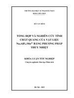 Tổng hợp và nghiên cứu tính chất quang của vật liệu na3alf6 mn4+ bằng phương pháp thủy nhiệt 
