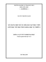 Khoá luận tốt nghiệp xây dựng một số câu hỏi, bài tập thực tiễn giúp học tốt học phần khoa học tự nhiên 2 