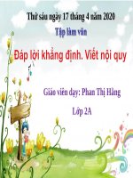 Bài giảng đáp lời khẳng định  viết nội quy   tập làm văn lớp 2 
