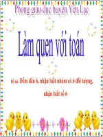 slide bài giảng đếm đến 6, nhận biết nhóm có 6 đối tượng, nhận biết số 6 