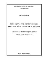 Khoá luận tốt nghiệp tổng hợp và tính chất quang của znal2o4 eu3+bằng phương pháp SOL – GEL 