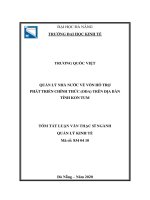 Quản lý nhà nước về vốn hỗ trợ phát triển chính thức (ODA) trên địa bàn tỉnh Kon Tum