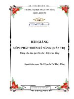 Bài giảng Phát triển Kỹ năng quản trị: Phần 1  ĐH Phạm Văn Đồng