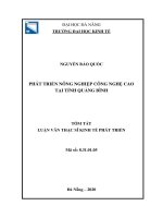 Phát triển nông nghiệp công nghệ cao tại tỉnh Quảng Bình