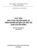 Giáo trình Tính toán truyền động và kiểm nghiệm độ bền của một số cụm chuyển động -  Nghề: Cắt gọt kim loại