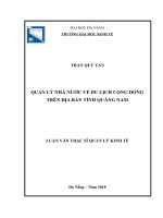 Quản lý nhà nước về du lịch cộng đồng trên địa bàn tỉnh quảng nam