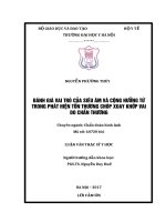 ĐÁNH GIÁ VAI TRÒ của SIÊU âm và CỘNG HƯỞNG từ TRONG PHÁT HIỆN tổn THƯƠNG CHÓP XOAY KHỚP VAI DO CHẤN THƯƠNG 