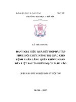 ĐÁNH GIÁ HIỆU QUẢ kết hợp bài tập PHỤC hồi CHỨC NĂNG THỊ GIÁC CHO BỆNH NHÂN LÃNG QUÊN KHÔNG GIAN bên LIỆT SAU TAI BIẾN MẠCH máu não 