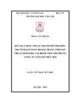 KẾT QUẢ PHẪU THUẬT nội SOI hỗ TRỢ điều TRỊ vô HẠCH TOÀN bộ đại TRÀNG THEO kỹ THUẬT DUHAMEL tại BỆNH VIỆN NHI TRUNG ƯƠNG từ năm 2013 đến 2018 