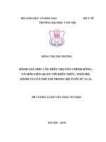 ĐÁNH GIÁ NHU cầu điều TRỊ nắn CHỈNH RĂNG, và mối LIÊN QUAN tới KIẾN THỨC, THÁI độ, HÀNH VI của TRẺ EM TRONG độ TUỔI từ 12 15  