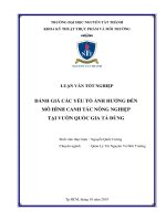 luận văn tốt nghiệp đánh giá các yếu tố ảnh hưởng đến mô hình canh tác nông nghiệp vườn quốc gia tà đùng