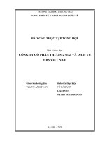 Báo cáo thực tập tổng hợp Khoa kinh tế tại CÔNG TY cổ PHẦN THƯƠNG mại và DỊCH vụ HBS VIỆT NAM 