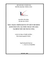 THỰC TRẠNG NHIỄM KHUẨN vết mổ ở TRẺ BỆNH dưới năm TUỔI  SAU PHẪU THUẬT TIÊU hóa tại BỆNH VIỆN NHI TRUNG ƯƠNG 