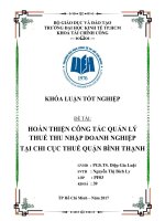 Khóa luận tốt nghiệp: Hoàn thiện công tác quản lý thuế thu nhập doanh nghiệp