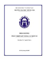 BÀI GIẢNG PHÁT TRIỂN kỹ NĂNG cá NHÂN II 