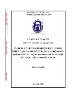 Pháp luật về trách nhiệm bồi thường thiệt hại của người sử dụng lao động đối với người lao động trong doanh nghiệp từ thực tiễn tỉnh bắc giang 
