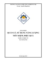 Giáo trình Quản lý, sử dụng năng lượng tiết kiệm, hiệu quả  Nghề: Cơ điện tử  CĐ Nghề Công Nghiệp Hà Nội
