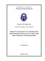 Kiểm sát giải quyết các tranh chấp KInh doanh, thương mại từ thực tiễn thị xã bỉm sơn, tỉnh thanh hóa 