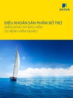 Điều khoản sản phẩm bổ trợ Miễn đóng phí do bệnh hiểm nghèo