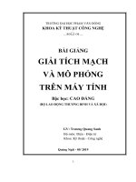 Bài giảng Giải tích mạch và mô phỏng trên máy tính: Phần 1  ĐH Phạm Văn Đồng
