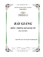 Bài giảng Thống kê kinh tế  ĐH Phạm Văn Đồng