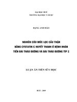 Luận án Tiến sĩ Y học: Nghiên cứu mức lọc cầu thận bằng Cystatin C huyết thanh ở bệnh nhân tiền đái tháo đường và đái tháo đường típ 2