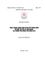 THỰC TRẠNG TRẦM cảm ở PHỤ nữ TRUNG NIÊN và một số yếu tố LIÊN QUAN tại THÀNH PHỐ HƯNG yên năm 2019 