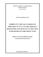 Nghiên cứu chế tạo và khảo sát tính chất từ của vật liệu MnFe2O4 C định hướng ứng dụng xử lý chất màu xanh methylen (MB) trong nước