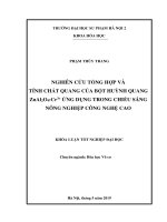 Nghiên cứu tổng hợp và tính chất quang của bột huỳnh quang ZnAl2O4 Cr3+ ứng dụng trong chiếu sáng nông nghiệp công nghệ cao
