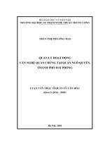 QUẢN LÝ HOẠT ĐỘNG VĂN NGHỆ QUẦN CHÚNG TẠI QUẬN NGÔ QUYỀN, THÀNH PHỐ HẢI PHÒNG