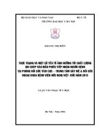 THỰC TRẠNG và một số yếu tố ẢNH HƯỞNG tới CHẤT LƯỢNG GHI CHÉP vào mẫu PHIẾU TIẾP NHẬN NGƯỜI BỆNH tại PHÒNG hồi sức TÍCH cực – TRUNG tâm gây mê  hồi sức NGOẠI KHOA BỆNH VIỆN hữu NGHỊ VIỆT  đức năm 2015 