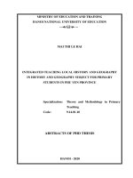 Dạy học tích hợp lịch sử, địa lí địa phương trong môn lịch sử và địa lí cho học sinh tiểu học tỉnh phú yên tt tiếng anh 