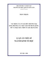 Tác động của tỷ giá đến thương mại song phương của việt nam với trung quốc, mỹ và nhật bản nhìn từ góc độ ngành 