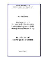 Năng lực quản lý của điều dưỡng trưởng khoa tại các bệnh viện trung ương trên địa bàn thành phố hà nội