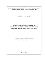 Luận án Nghiên cứu quá trình tổng hợp vật liệu nano silic để chế tạo anode định hướng ứng dụng cho ắc quy Liion.