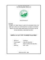 Nghiên cứu thực trạng và đề xuất giải pháp nâng cao hiệu quả công tác tuyên truyền vận động người dân trong xây dựng nông thôn mới tại xã dương thành, huyện phú bình, tỉnh thái nguyên 