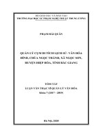 Quản lý cụm di tích lịch sử   văn hóa đình, chùa ngọc thành, xã ngọc sơn, huyện hiệp hòa, tỉnh bắc giang 