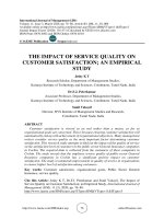 The impact of service quality on customer satisfaction; an empirical study